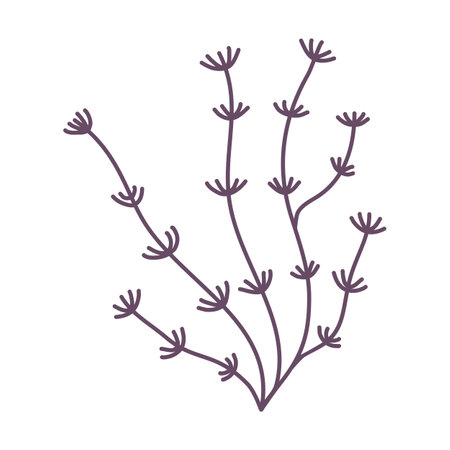 Blue sea and aquarium water plant or seaweed, underwater planting, vectorのイラスト素材