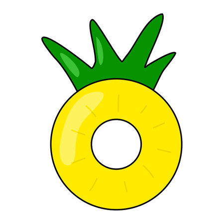 Pineapple inflatable ring for swimming pool or beach, vectorのイラスト素材