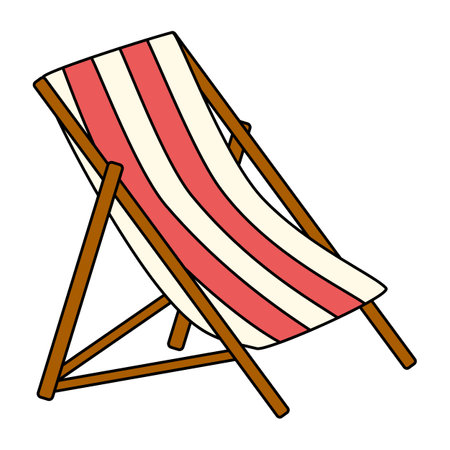 Striped red white deck or beach chair icon, vectorのイラスト素材