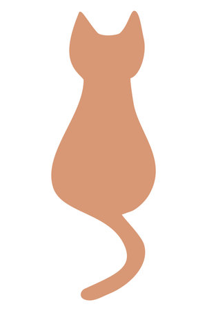 Silhouette of domestic cat, sitting, back view and waving his tail, vectorのイラスト素材