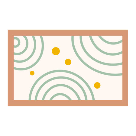 Abstract painting with geometric shapes, rings, interior design element for living room, vectorのイラスト素材