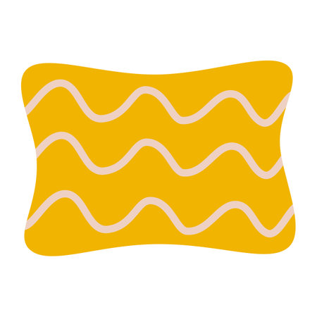 Decorative sofa pillow with wavy line print, interior element for living room or cabinet, vectorのイラスト素材
