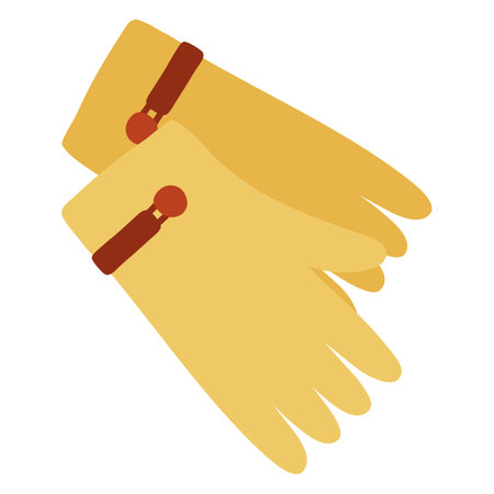Pair of elegant warm yellow leather gloves, flat style vectorのイラスト素材