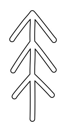 Simple Christmas tree or pine silhouette, doodle style flat vector outline for coloring bookのイラスト素材