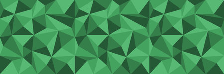 Green geometric seamless background or border with triangles, vector