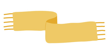 Wavy warm winter scarf with fringe, flat vectorのイラスト素材