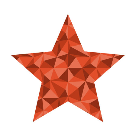 Simple five pointed red star with abstract triangle pattern inside, vectorのイラスト素材