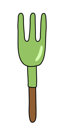 Small garden rake tool, springtime gardening equipment, vectorのイラスト素材