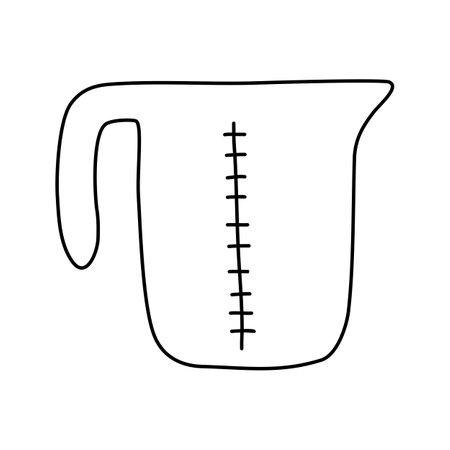 Measuring cup, doodle style flat vector outline for coloring bookのイラスト素材