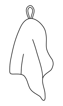 Hanging cotton cloth kitchen towel or tea towel, doodle style flat vector outline for coloring bookのイラスト素材