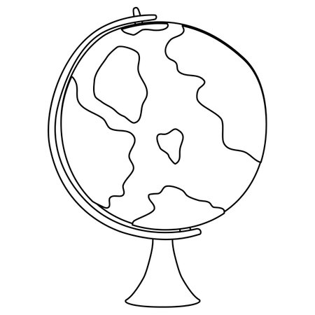 Globe on stand, doodle style flat vector outline for coloring bookのイラスト素材