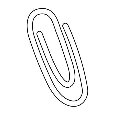 Paperclip icon, doodle style flat vector outline for coloring bookのイラスト素材