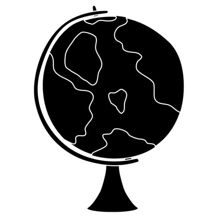 Black silhouette of globe on stand, glyph icon flat vectorのイラスト素材