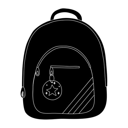 Black silhouette of school backpack, glyph icon flat vectorのイラスト素材