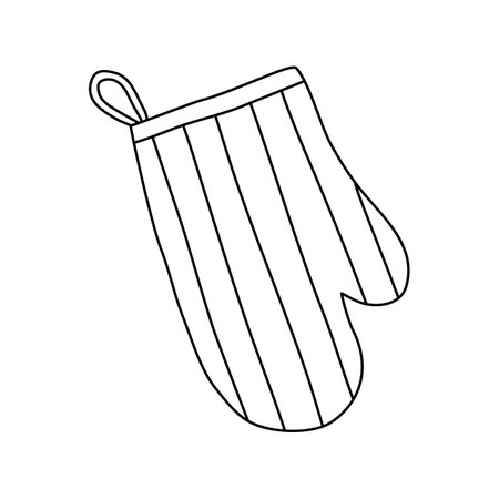 Oven glove or potholder, doodle style flat vector outline for coloring bookのイラスト素材
