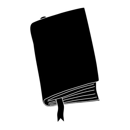 Black silhouette of book and bookmark, glyph icon flat vectorのイラスト素材