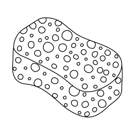 Washing sponge for dishwashing or bathing, doodle style flat vector outline for coloring bookのイラスト素材