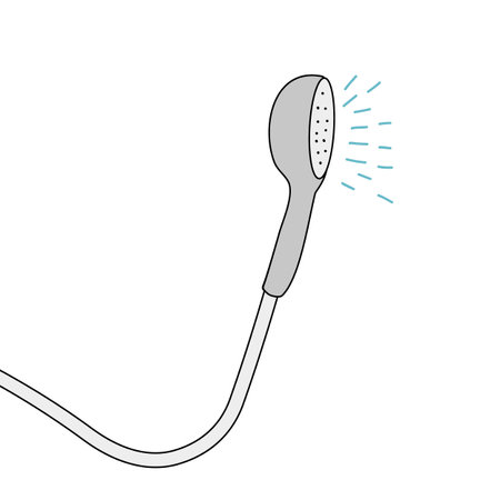 Shower head spraying water on white backgroundのイラスト素材