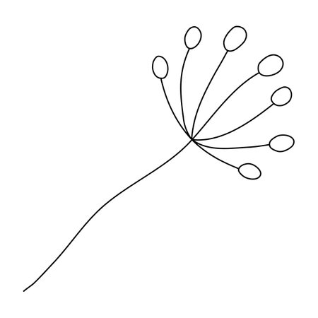 Minimalist single flower with thin stem, doodle style flat vector outline for coloring bookのイラスト素材