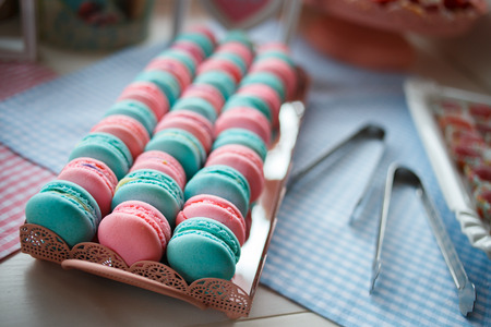 sweet colorful macarons for the wedding guestsの写真素材