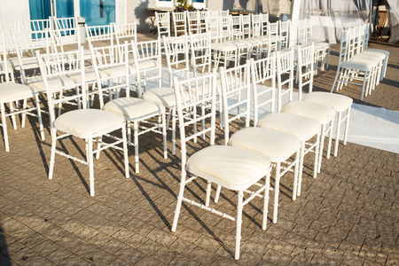 Chairs for wedding guests at the ceremonyの写真素材