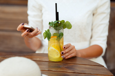 non-alcoholic cocktail with melon and a mintの写真素材