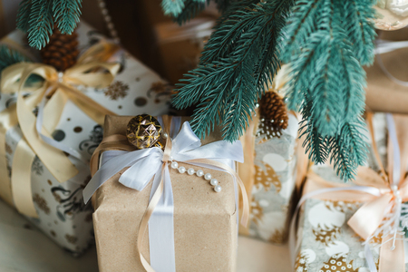 New Years decorations and giftsの写真素材