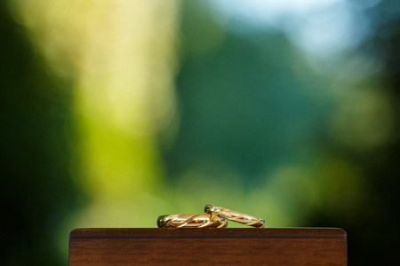 Beautiful background with jewels and wedding ringsの写真素材