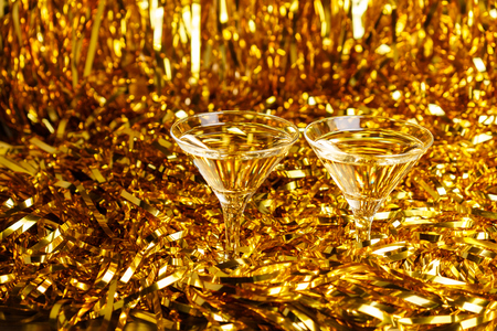 Two Glasses of champagne for the new year and christmasの写真素材