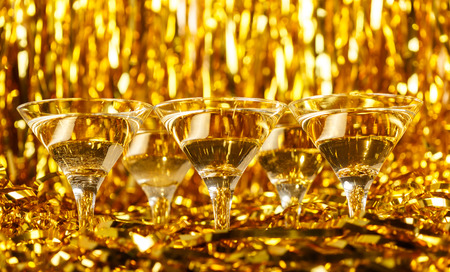Glasses of champagne for the new year and christmasの写真素材