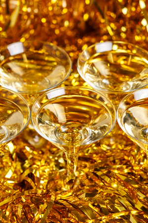 Glasses of champagne for the new year and christmasの写真素材