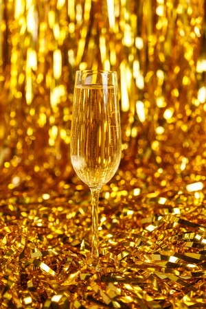 Glass of champagne for the new year and christmasの写真素材