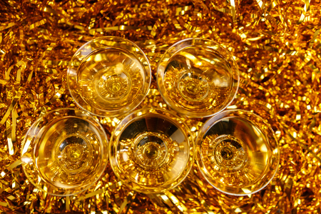 Glasses of champagne for the new year and christmasの写真素材