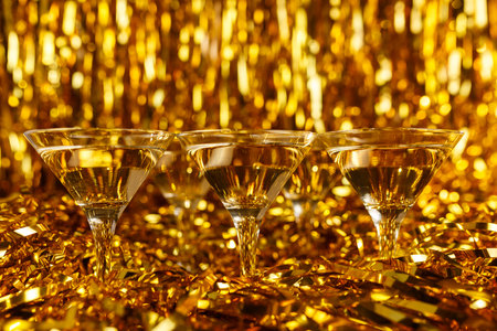 Glasses of champagne for the new year and christmasの写真素材