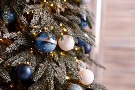 Details and objects of a beautiful Christmas interior. Place for text.の写真素材