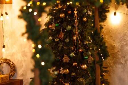 Details of a beautiful Christmas interior. Place for text.の写真素材