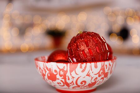 Christmas room decorated with beautiful decor. Place for textの写真素材
