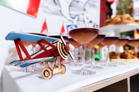 Close up of glasses of New York sour cocktail on the holidayの写真素材