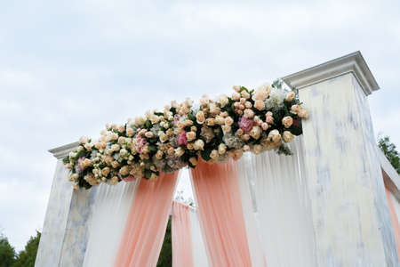 Wedding ceremony decor in white colorsの写真素材