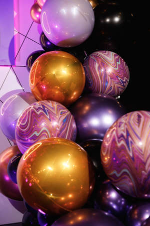 Beautiful photo zone of balloons at a party in a nightclubの写真素材