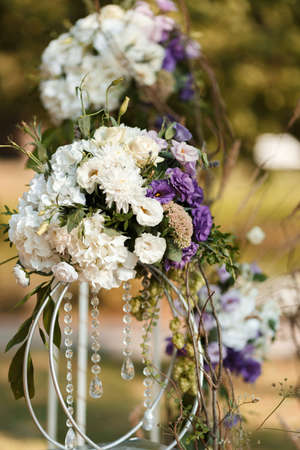 Venue of wedding ceremony in a beautiful green parkの写真素材