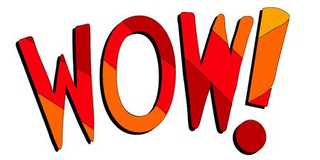 Wow - funny cartoon multicolored inscription. Vector illustration.のイラスト素材