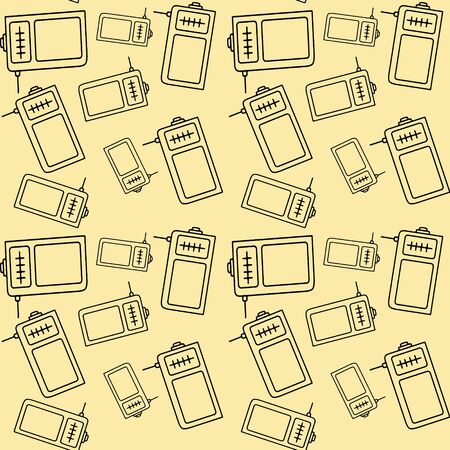 Vector model with a contour image of the FM Radio. Illustration of a black outline on a white background.のイラスト素材