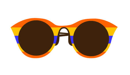 Summer Sunglasses with multicolored stripes. Flat vector illustration on a white backgroundのイラスト素材