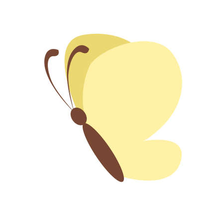 Flight of the butterfly. Flat illustration of a flying yellow butterfly vector icon isolated on a white background.のイラスト素材