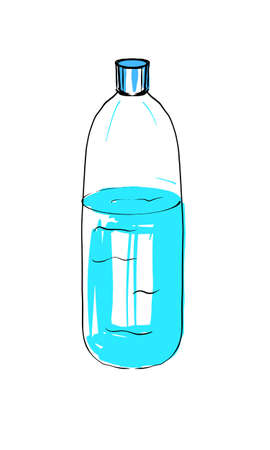 Drinking water in a bottle. Stock vector illustration on a white isolated background. For a logo, for icons in social networks.のイラスト素材