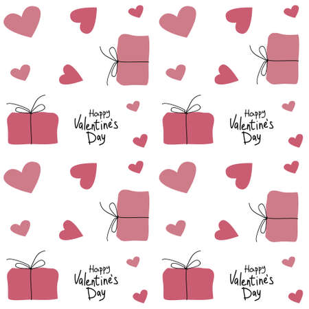 Seamless pattern for Valentine is Day. Paper flying elements on a white background. For cover art, textiles, and screensavers. Vector love symbols in the shape of a heart.のイラスト素材
