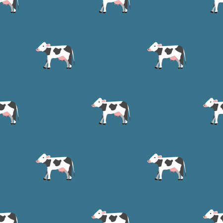 Seamless vector pattern with white cows on a green background. Background for textiles, covers, screensavers, children is bed linen.のイラスト素材