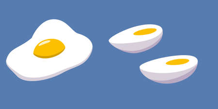 Boiled and broken egg with yolk, half an egg.