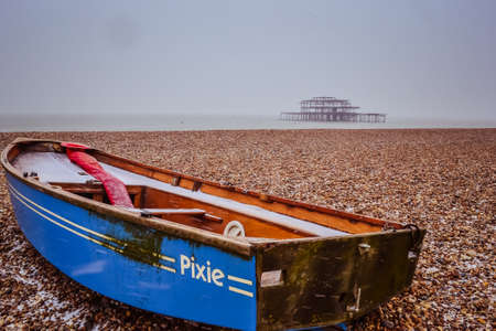 Brighton, United Kingdom, February 2019: West Pier, two fires in March and May 2003のeditorial素材